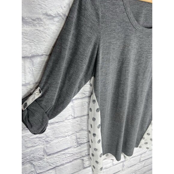 PIXLEY Women's Gray Polka Dot Detail Blouse Small - Picture 2 of 5